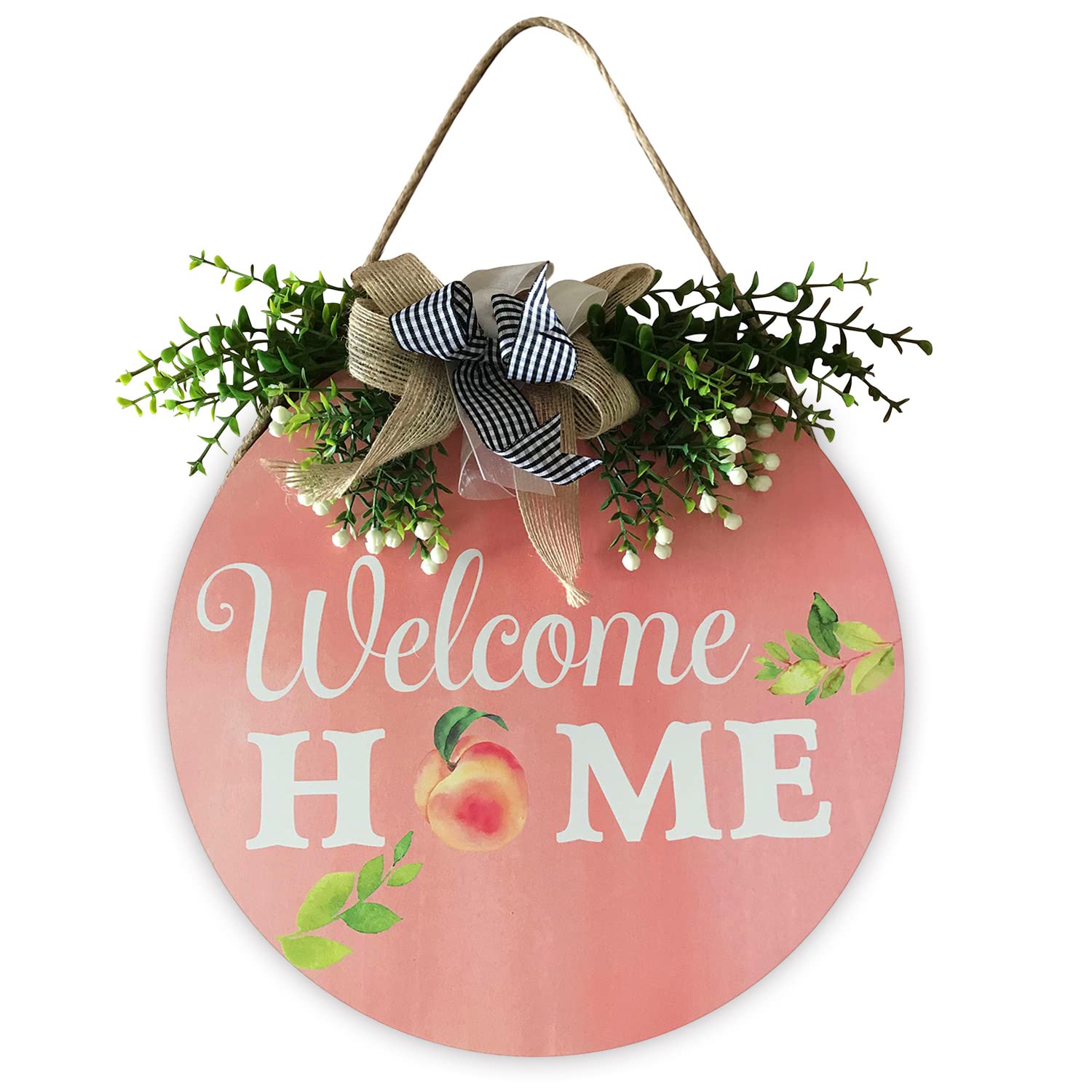 Amazon.com: ALREAR Peach Welcome Sign Front Door Decor Home Round